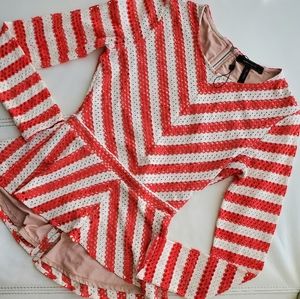 Red and white BCBG MaxAzria peplum top
